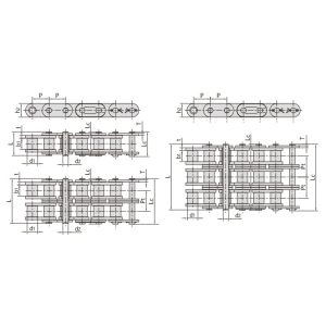 B serijos ritininė grandinė su tiesiais šoniniais plokštelėmis