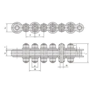 konvejerio grandinės su dideliais ritiniais