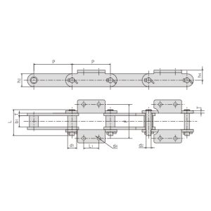 konvejerio grandinė su priedais