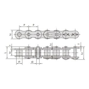 trumpas žingsnis, nikeliuotas ritinėlis, atsparus korozijai grandinė