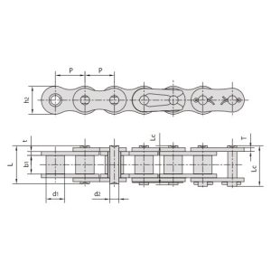 cinkuota trumpo žingsnio ritininė grandinė
